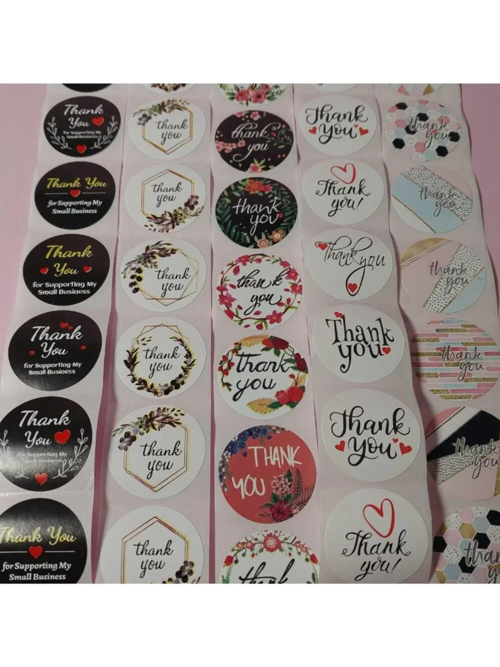 2500 Thank You Stickers Lot size 1 inch 5 rolls
